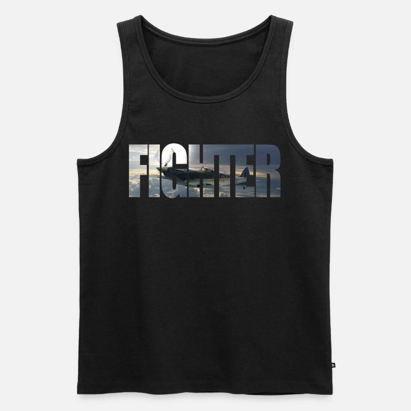 Fighter Spitfire - Männer Premium Bio Tank Top - Schwarz