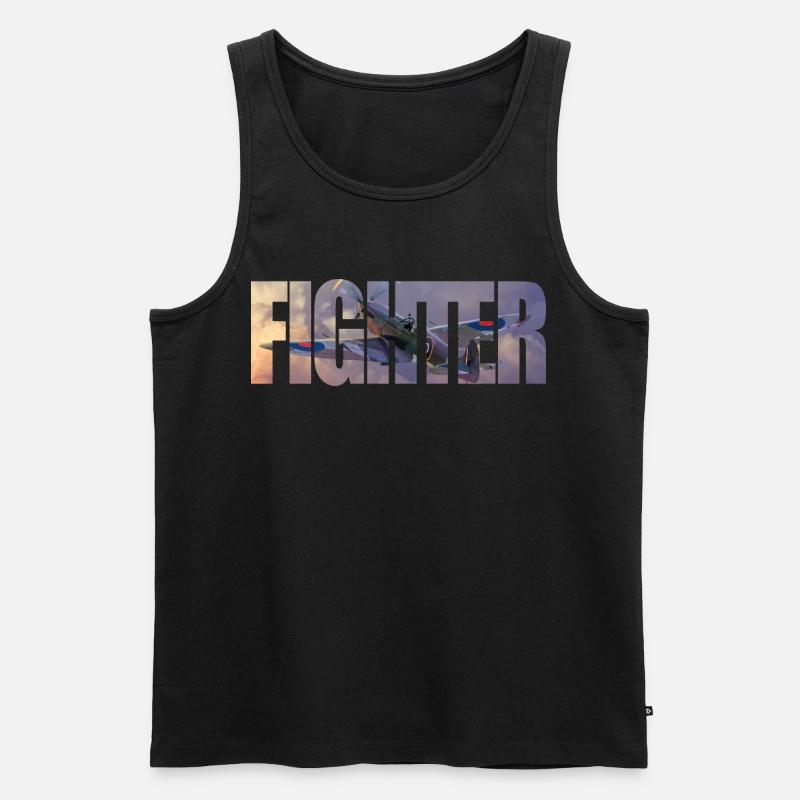 Fighter Spitfire - Männer Premium Bio Tank Top - Schwarz