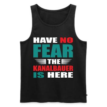 Have no Fear the Kanalbauer is here Outfit - Männer Premium Bio Tank Top - Schwarz - Vorne - Michal (187cm)