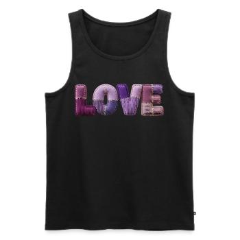 Love Schriftzug Patchwork 3D Stoff Look - Männer Premium Bio Tank Top - Schwarz - Vorne - AI Model Male 178 light (178cm)
