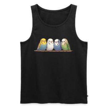 Funny budgies - Men's Premium Organic Tank Top - black - Front - Michal (187cm)