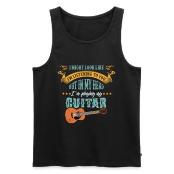 Musique drôle Chemise Je joue ma guitare - Débardeur bio Premium Homme - noir - Devant - AI Model Male 178 light (178cm)
