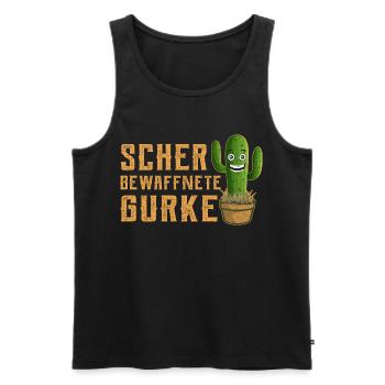 Schwer Bewaffnete Gurke Lustiger Spruch Kaktus - Männer Premium Bio Tank Top - Schwarz - Vorne - AI Model Male 178 light (178cm)