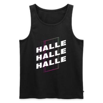 Halle Germany City Font Skyline Home - Men's Premium Organic Tank Top - black - Front - Michal (187cm)