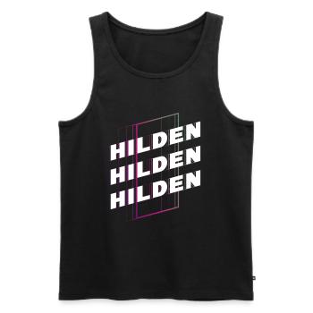 Hilden Germany City Font Skyline Home - Men's Premium Organic Tank Top - black - Front - AI Model Male 178 light (178cm)