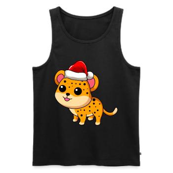 Leopard Comic Weihnachten - Männer Premium Bio Tank Top - Schwarz - Vorne - AI Model Male 178 light (178cm)