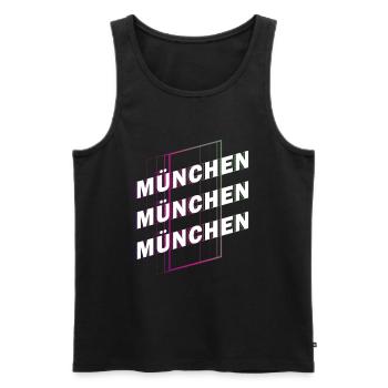 Munich Allemagne City Font Skyline Accueil - Débardeur bio Premium Homme - noir - Devant - Michal (187cm)
