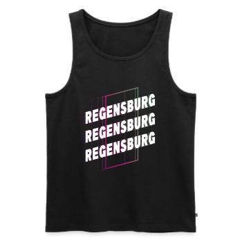 Regensburg Deutschland Stadt Schrift Skyline - Männer Premium Bio Tank Top - Schwarz - Vorne - Michal (187cm)