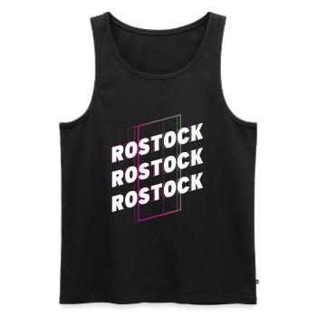Rostock Allemagne City Font Skyline Accueil - Débardeur bio Premium Homme - noir - Devant - AI Model Male 178 light (178cm)