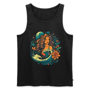Surf Vibes: Vintage Retro Surfing Illustration - Men's Premium Organic Tank Top - black - Front - Michal (187cm)