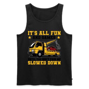 Abschleppwagen | Abschlepper Auto Panne Geschenke - Männer Premium Bio Tank Top - Schwarz - Vorne - AI Model Male 178 light (178cm)