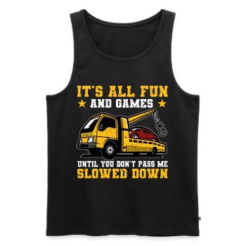 Abschleppwagen | Abschlepper Auto Panne Geschenke - Männer Premium Bio Tank Top - Schwarz - Vorne - AI Model Male 178 light (178cm)