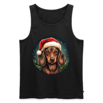 Dackel Weihnachten - Männer Premium Bio Tank Top - Schwarz - Vorne - Michal (187cm)