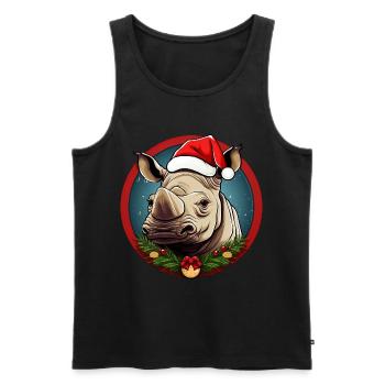 Noël rhinocéros - Débardeur bio Premium Homme - noir - Devant - Michal (187cm)