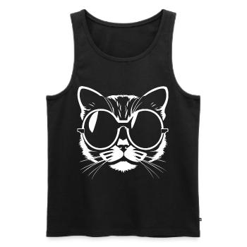 Drôle de chat avec des lunettes de soleil Chaton Sunglas Cats - Débardeur bio Premium Homme - noir - Devant - AI Model Male 178 light (178cm)