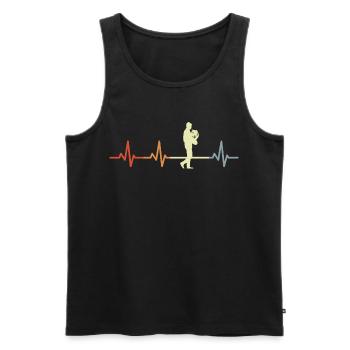 Cor français vintage Heartbeat - Débardeur bio Premium Homme - noir - Devant - Michal (187cm)