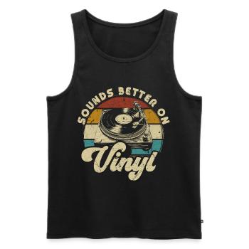 Schallplatte Vinyl Musik Plattenspieler retro - Männer Premium Bio Tank Top - Schwarz - Vorne - AI Model Male 178 light (178cm)