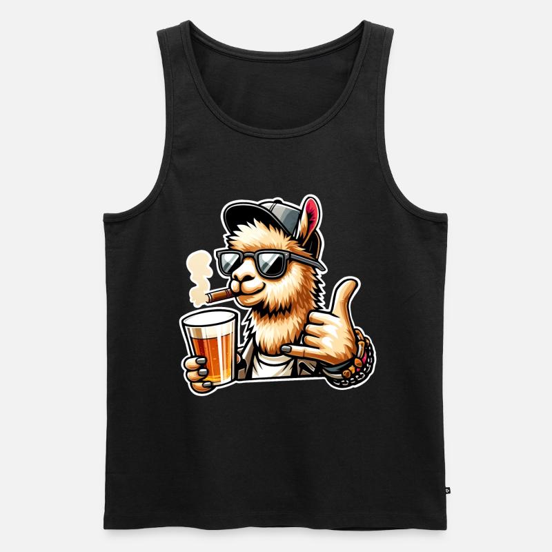 Alpaka Bier Surfergruß - Männer Premium Bio Tank Top - Schwarz