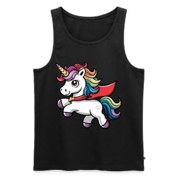 Lustiges Einhorn als Held für einen Superheld - Männer Premium Bio Tank Top - Schwarz - Vorne - Michal (187cm)