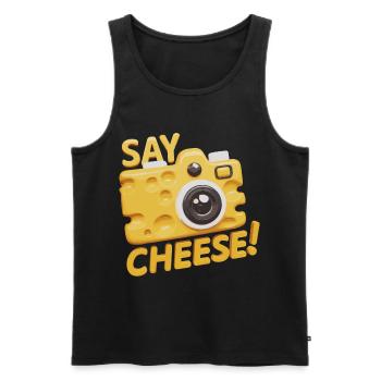 Say Cheese für einen Käseliebhaber Fotograf - Männer Premium Bio Tank Top - Schwarz - Vorne - AI Model Male 178 light (178cm)