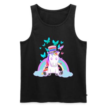 années 80 90 arc-en-ciel Licorne Licornes Vintage - Débardeur bio Premium Homme - noir - Devant - Michal (187cm)