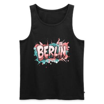 Berlin City Germany Colorful Graffiti Font - Men's Premium Organic Tank Top - black - Front - AI Model Male 178 light (178cm)