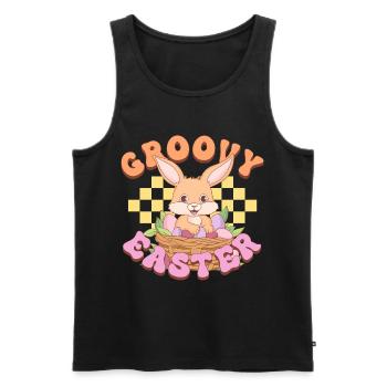 Groovy Easter - Männer Premium Bio Tank Top - Schwarz - Vorne - AI Model Male 178 light (178cm)