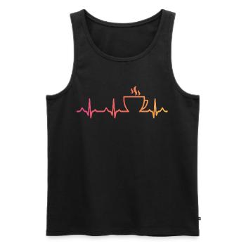 Sonnenuntergangskaffee, Herzschlag, Kaffee - Männer Premium Bio Tank Top - Schwarz - Vorne - Michal (187cm)