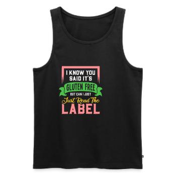 Funny Celiac Allergy Shirt It's Gluten Free - Men's Premium Organic Tank Top - black - Front - Michal (187cm)