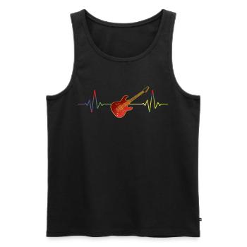 Musicien Heartbeat - Cadeau pour guitariste guitariste - Débardeur bio Premium Homme - noir - Devant - Michal (187cm)