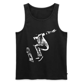 Skater Boy Halfpipe Fly Street Art - Débardeur bio Premium Homme - noir - Devant - Michal (187cm)