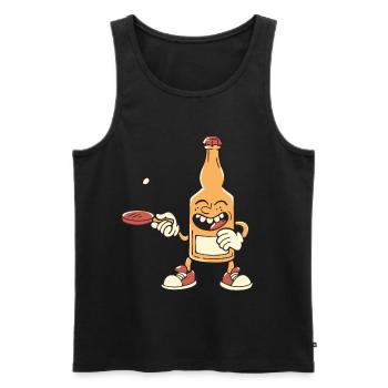 Tischtennis und Bier Bierflasche spielt - Männer Premium Bio Tank Top - Schwarz - Vorne - Michal (187cm)