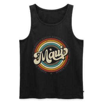 Maui Hawaii Surfing 70s Plage rétro vintage - Débardeur bio Premium Homme - noir - Devant - Michal (187cm)