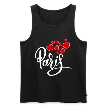 Paris Coeurs Amour Font France Ville Art - Débardeur bio Premium Homme - noir - Devant - Michal (187cm)