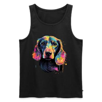 Dackel Hund Teckel Watercolor Art Hundekopf - Männer Premium Bio Tank Top - Schwarz - Vorne - Michal (187cm)