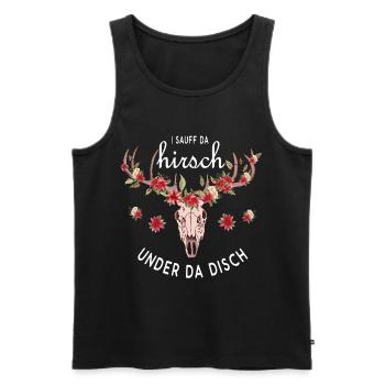 I sauff da Hirsch under da Disch - Männer Premium Bio Tank Top - Schwarz - Vorne - Michal (187cm)