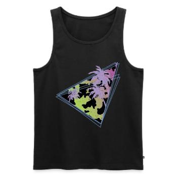 Tier Kuh Geschenk Tropisches Vaporwave Kuh Muster - Männer Premium Bio Tank Top - Schwarz - Vorne - AI Model Male 178 light (178cm)