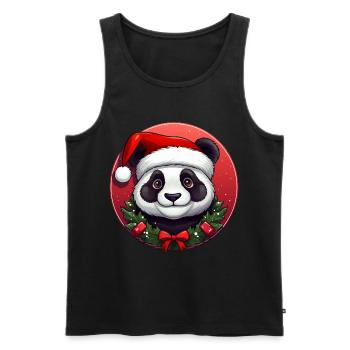 Panda Weihnachten - Männer Premium Bio Tank Top - Schwarz - Vorne - Michal (187cm)