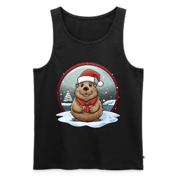 Beaver Christmas - Men's Premium Organic Tank Top - black - Front - Michal (187cm)