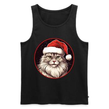 Chat Noël - Débardeur bio Premium Homme - noir - Devant - AI Model Male 178 light (178cm)