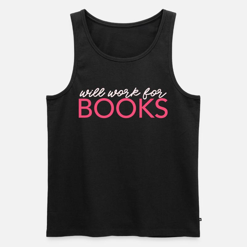Will Work For Books - Männer Premium Bio Tank Top - Schwarz