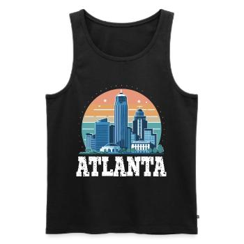 Atlanta Skyline Sonnenuntergang Stadtbild - Männer Premium Bio Tank Top - Schwarz - Vorne - Michal (187cm)