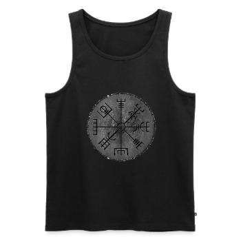 Vegvisir, Viking, Norse signpost, norse - Men's Premium Organic Tank Top - black - Front - AI Model Male 178 light (178cm)