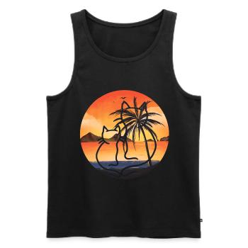 Chats rétro Vintage 90's 80's chat Nature plage - Débardeur bio Premium Homme - noir - Devant - Michal (187cm)