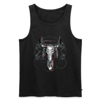 Geometrical Glitch, Totenkopf, Glitch effekt - Männer Premium Bio Tank Top - Schwarz - Vorne - AI Model Male 178 light (178cm)