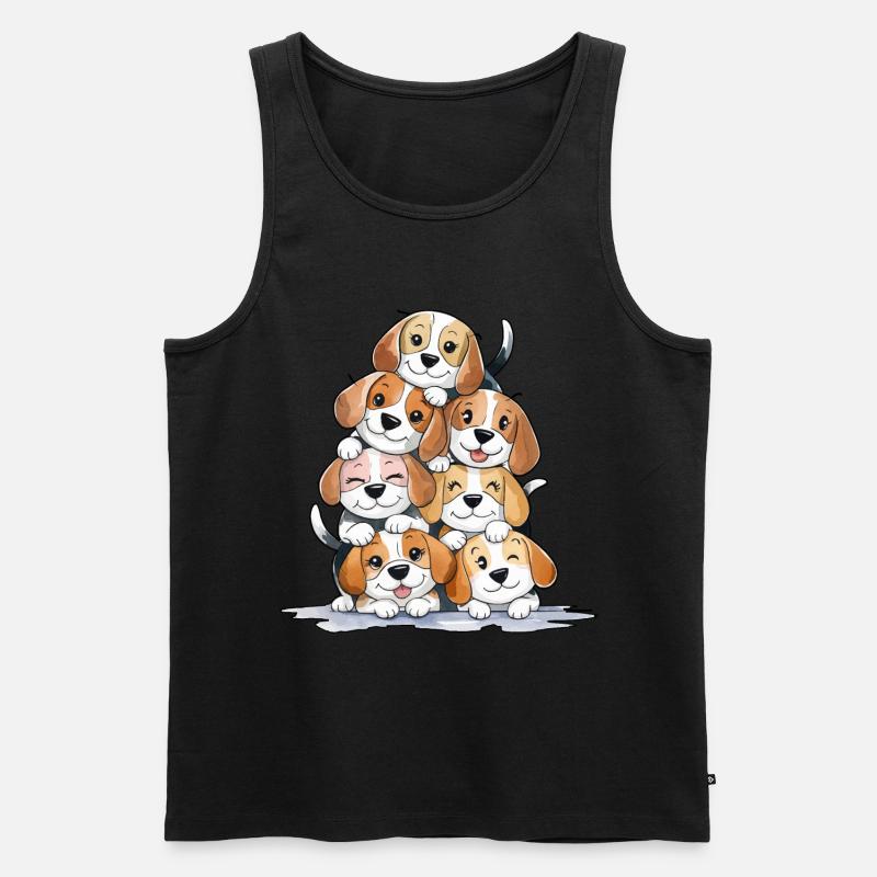 Süße Beagle Pyramide - Männer Premium Bio Tank Top - Schwarz