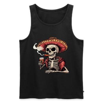 Skeleton Skull Skull Cigar Liquor - Men's Premium Organic Tank Top - black - Front - Michal (187cm)