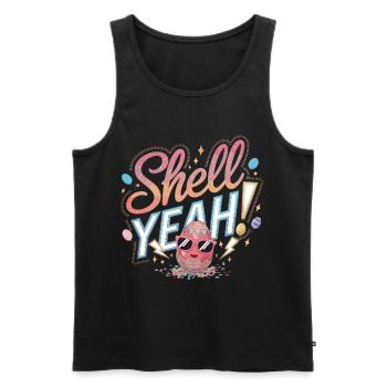 Shell ! – Œuf de Pâques frais - Débardeur bio Premium Homme - noir - Devant - AI Model Male 178 light (178cm)