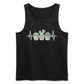 Cactus succulent de la plante Heartbeat - Débardeur bio Premium Homme - noir - Devant - Michal (187cm)