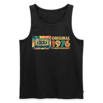Retro Kassette 1976 Limitierte Edition - Männer Premium Bio Tank Top - Schwarz - Vorne - Michal (187cm)